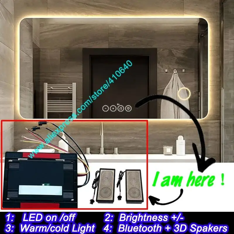 K3030B Bluetooth-compatible Touch Sensor Switch Panel with Brightness Cold Warm LED Light Changing For Bathroom Washroom Cabinet