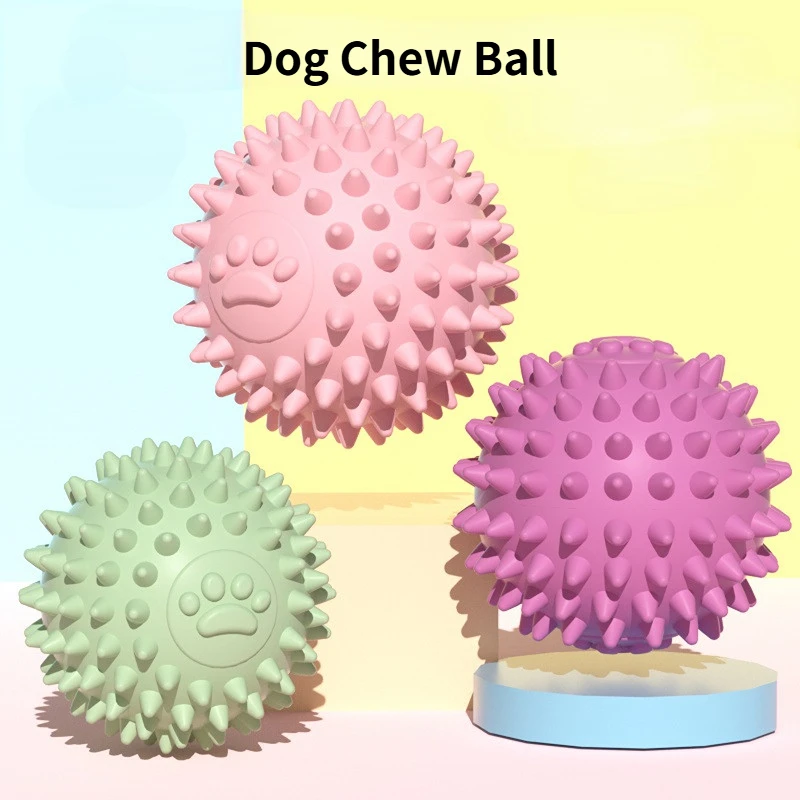 Pet Dog Toys Cat Puppy Chew Toy Polka Squeaky Tooth Cleaning Ball TPR Training Teeth Durable Chewing Thorn Balls Accessories