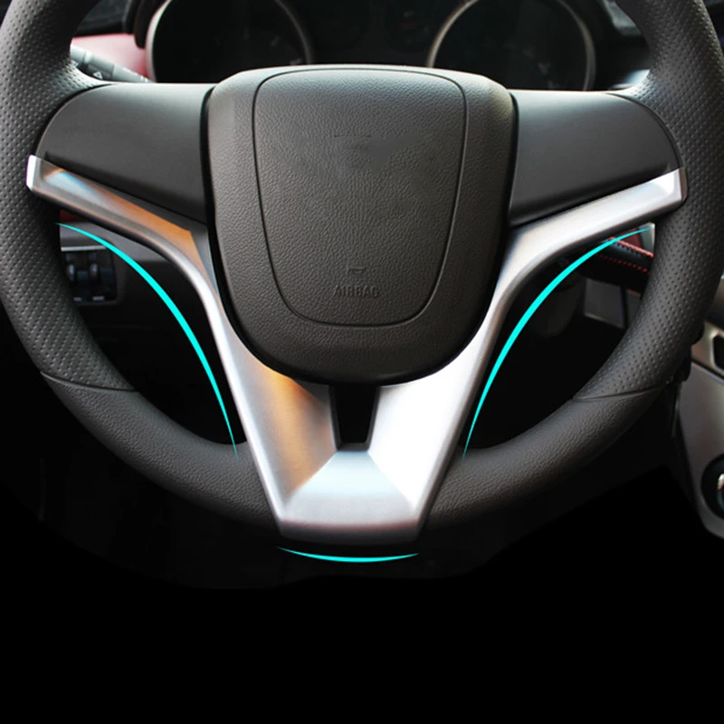 Car Accessories Fit For Chevrolet Cruze Trax Tracker Sonic car styling Steering Wheel Chrome Trim Cover Insert Sticker