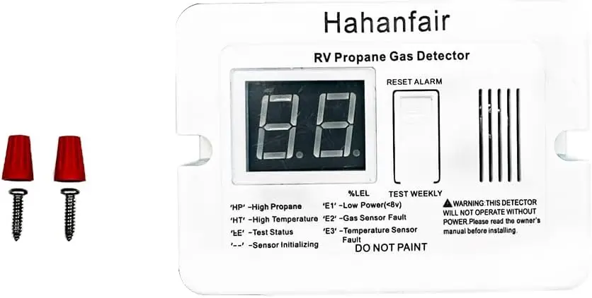 

RV Propane Gas Detector Propane Gas Alarm 85dB Alarm Sound DC 12V Fits for RV Trailers(White Short Style)