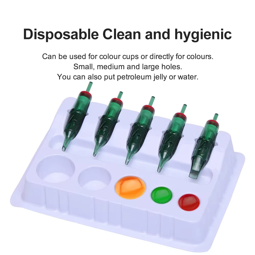 

20Pcs/set Tattoo Embroidery Pigment Plate Tattoo Cartridge Needle Multifunctional Pigment Holder Bracket Disposable Ink Tray