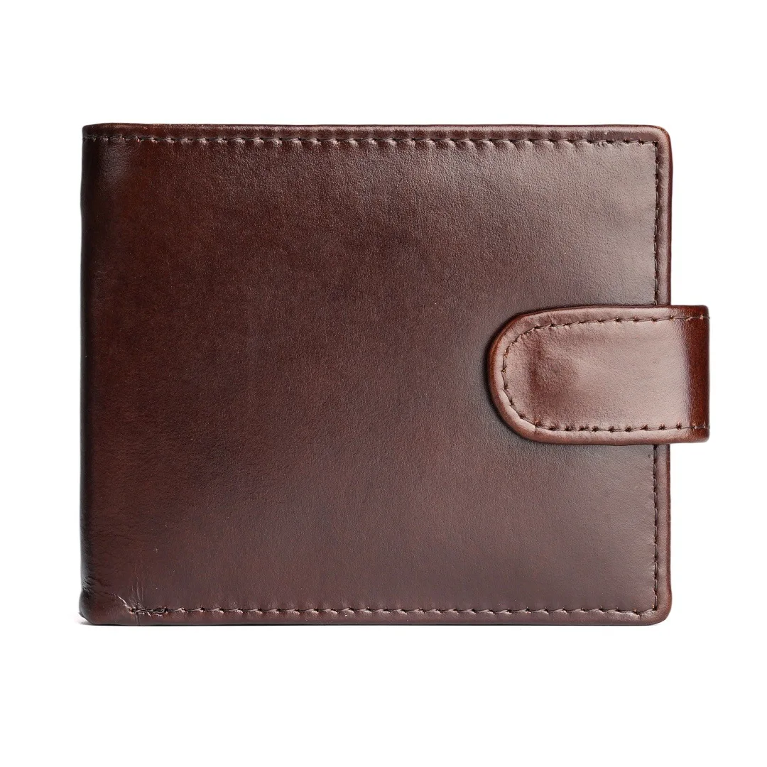 1126 Men's Leather Short Three Fold Loose Leaf Large Capacity Wallet Button Top Layer Cowhide Retro Card Bag