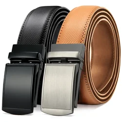 JACNAIP Men Belt Leather Belt  Automatic Genuine Leather Fashion Belts Ratchet Luxury Belts Men's Trouser Belt Belt for Men
