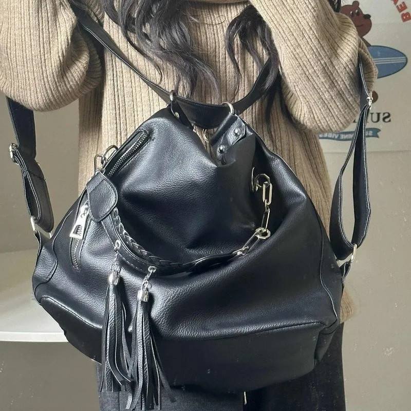 Mochila Vintage de cuero PU para adolescentes, bolso de hombro cruzado de viaje informal, mochila escolar de alta calidad para mujeres