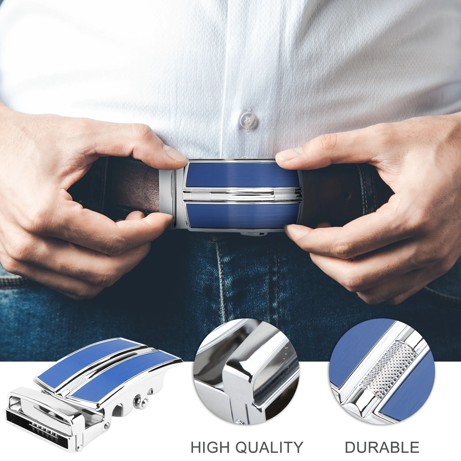 1 قطعة مشبك حزام سبائك الزنك دائم سطح أملس التصميم الكلاسيكي السحابة التلقائية للرجال الجينز حزام الإكسسوارات #2