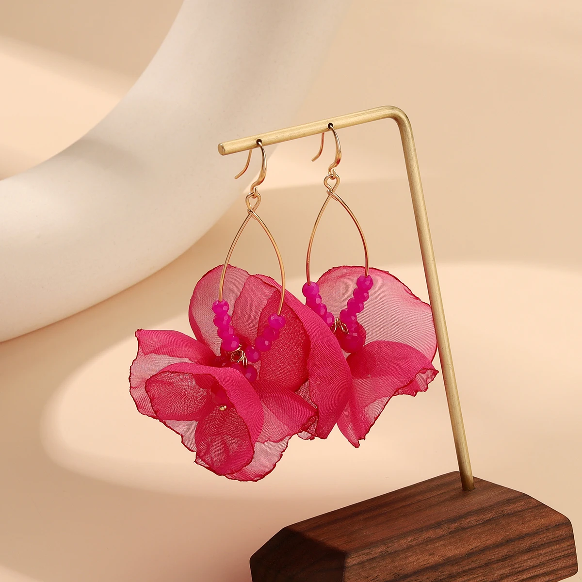 Romantic Sweet Petal Long Dangle Drop Earrings For Women Exquisite Design Temperament Flower Tassel  Ear Jewelry