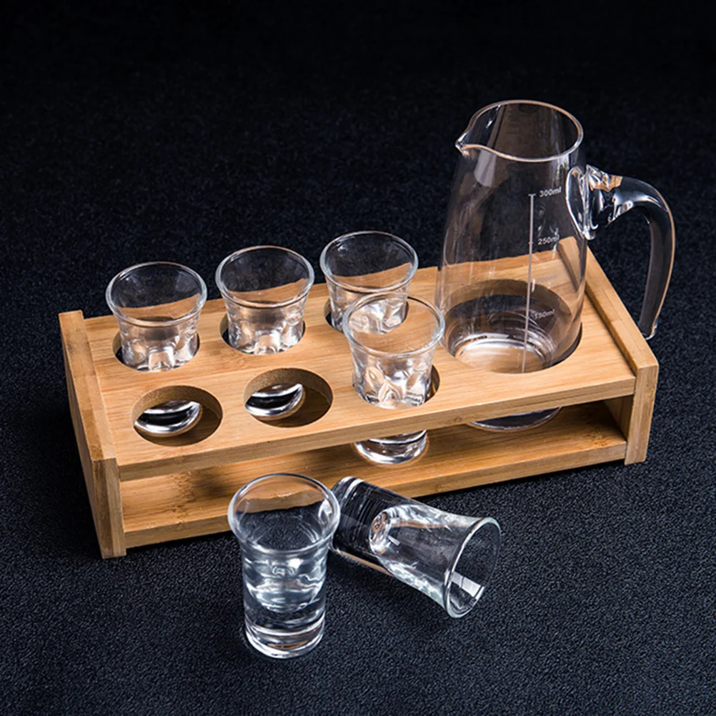 

1Pcs Bamboo Cup Display Rack Shot Glass Organizer Multi Holes Whiskey Glass Storage Holder Rack for Home Kitchen Bar