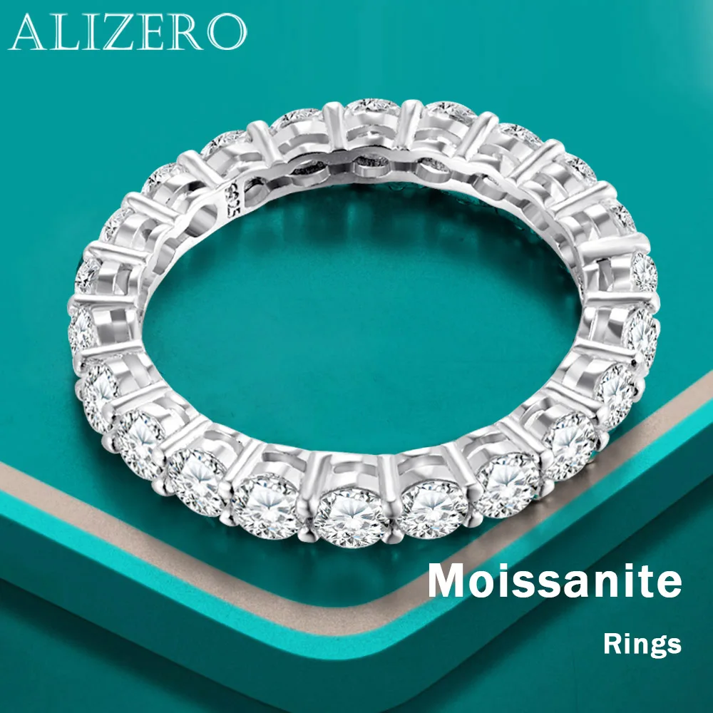 

ALIZERO 3mm 2.2ct D Color Moissanite Ring For Women Men 925 Sterling Sliver 18k White Gold Rings Engagement Band Fine Jewelry