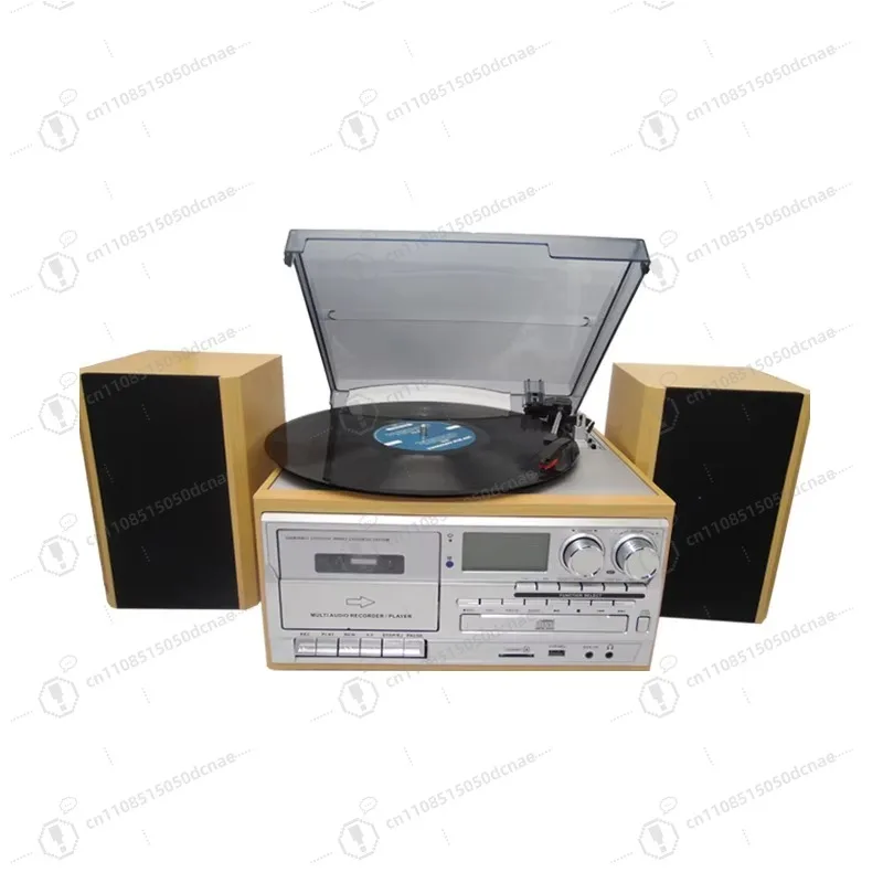 9-in-1 Vintage Turntable CD Cassette Vinyl Player    USB Video Playback Tocadiscos De Vinilo