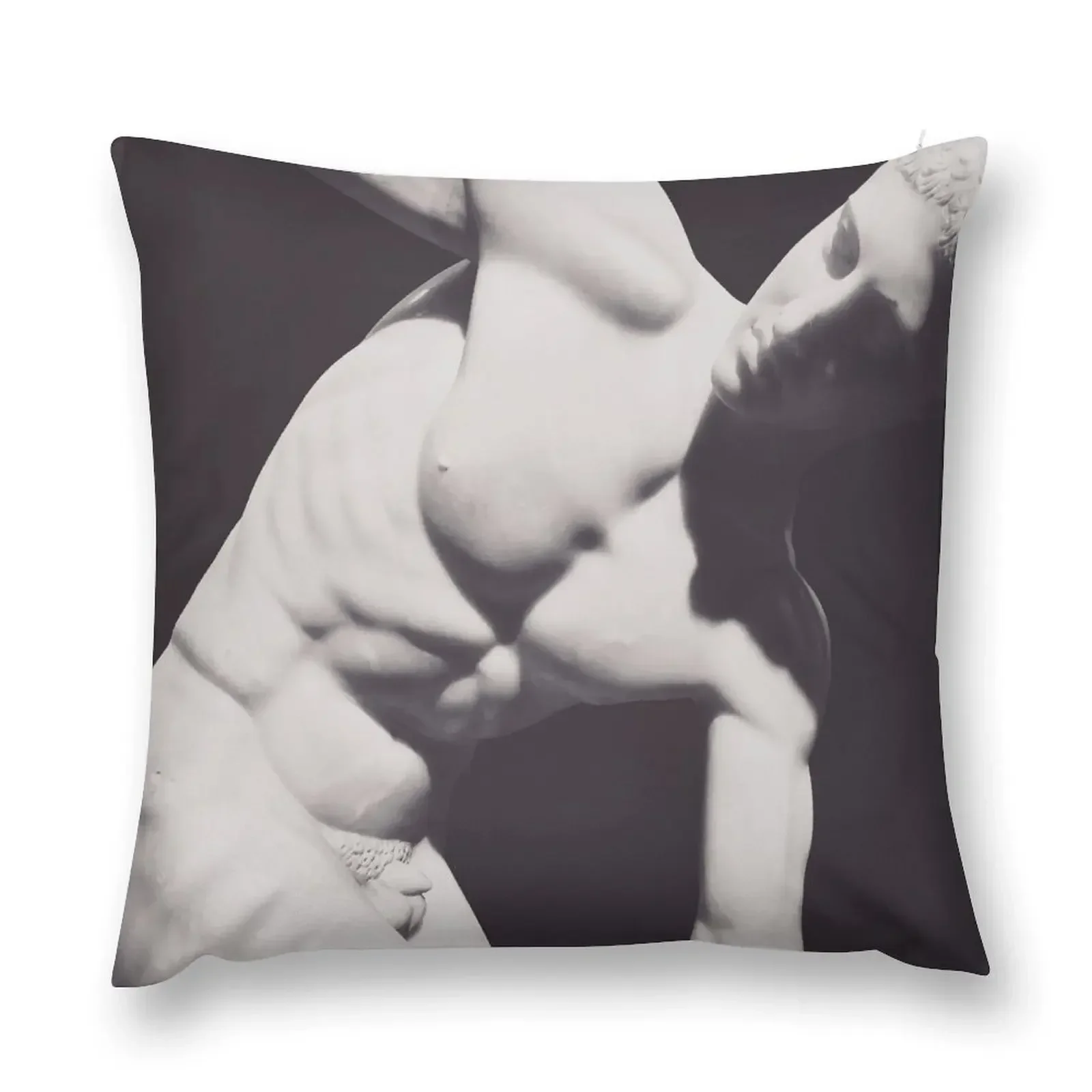 Discobolus, Fine art photo for home decor, interior decoration, black & white photography, roman statue, greek art Throw Pillow