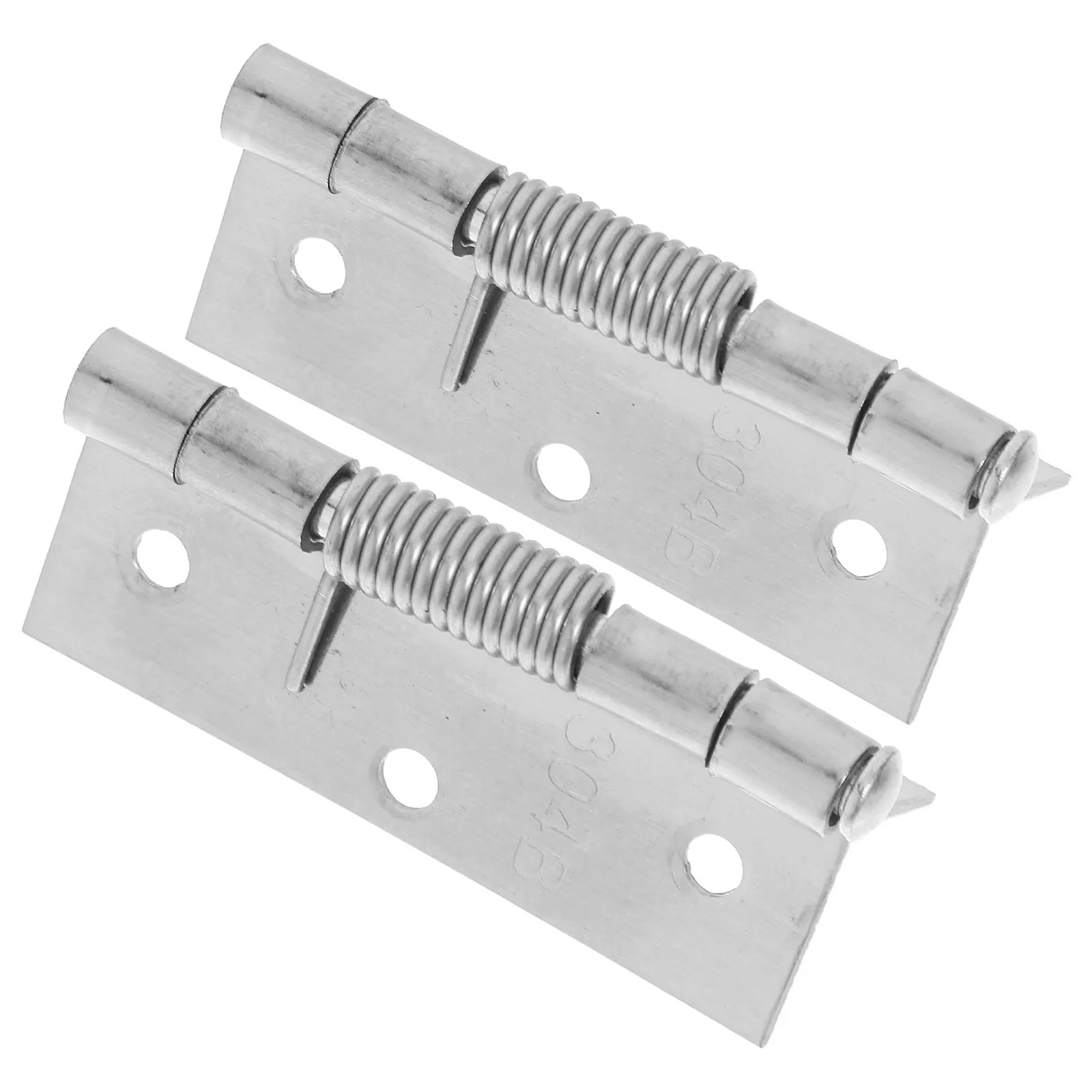 2Pcs Self Closing Door Hinges Heavy Duty Stainless Steel Spring Loaded Hinges for Interior Exterior Wood Screen Basement