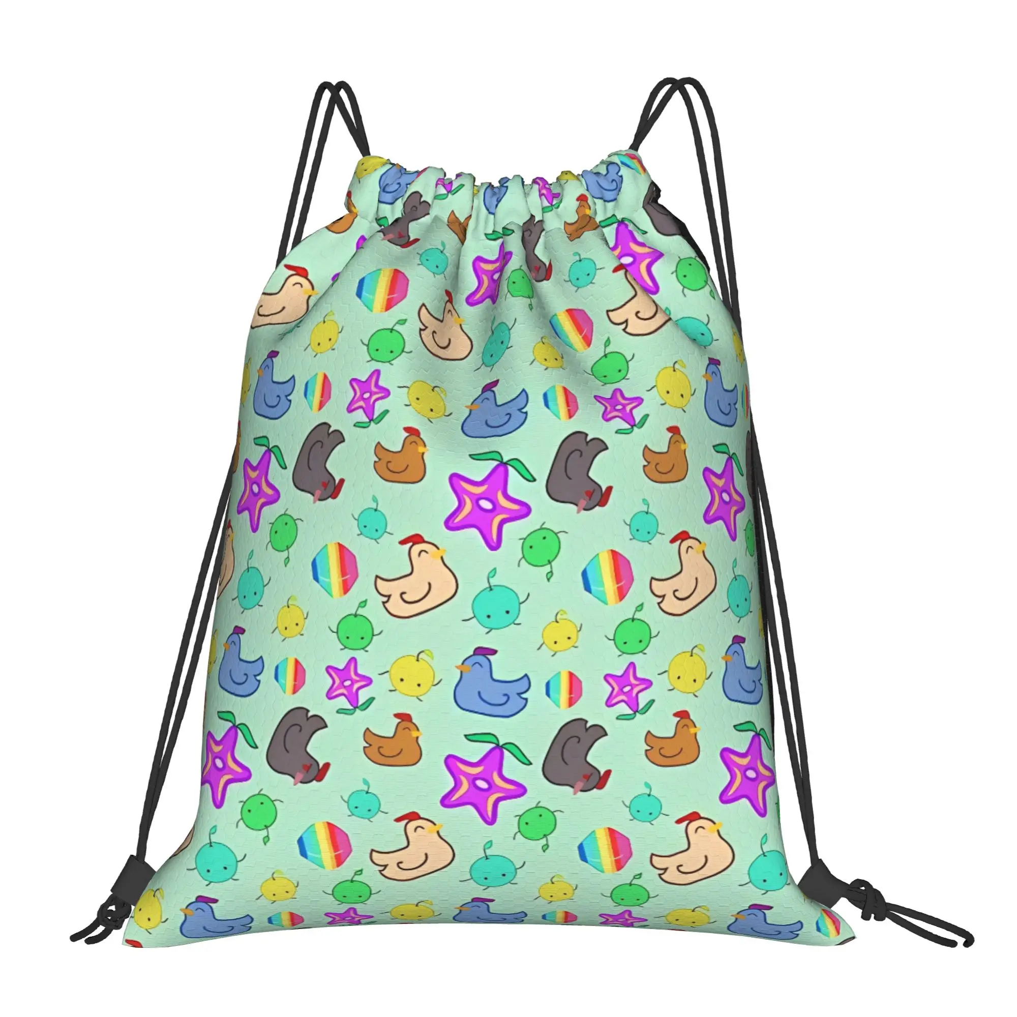 Vintage Happy Time Jumble stardew valley Portable Hiking Riding Gym Drawstring Storage Backpacks