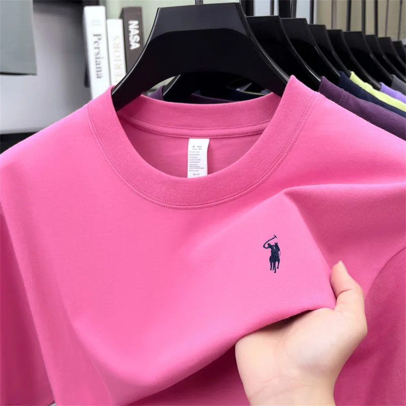 100% cotton high-end short sleeve T-shirt summer designer brand pony embroidery round neck top fashion casual golf men's wear