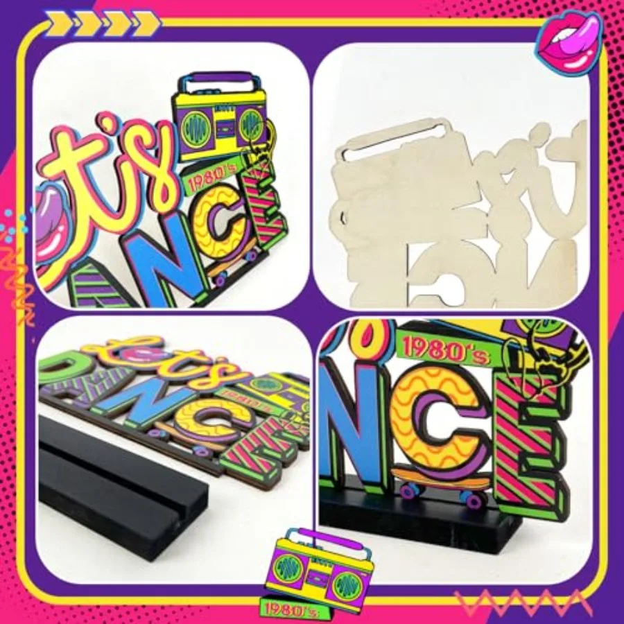 80s زينة الحفلات 4 قطعة 80s الجدول المركزية 1980s الهيب هوب حفلة الجدول تفضل الرجعية 80 الجدول القبعات العالية المركزية ل 80