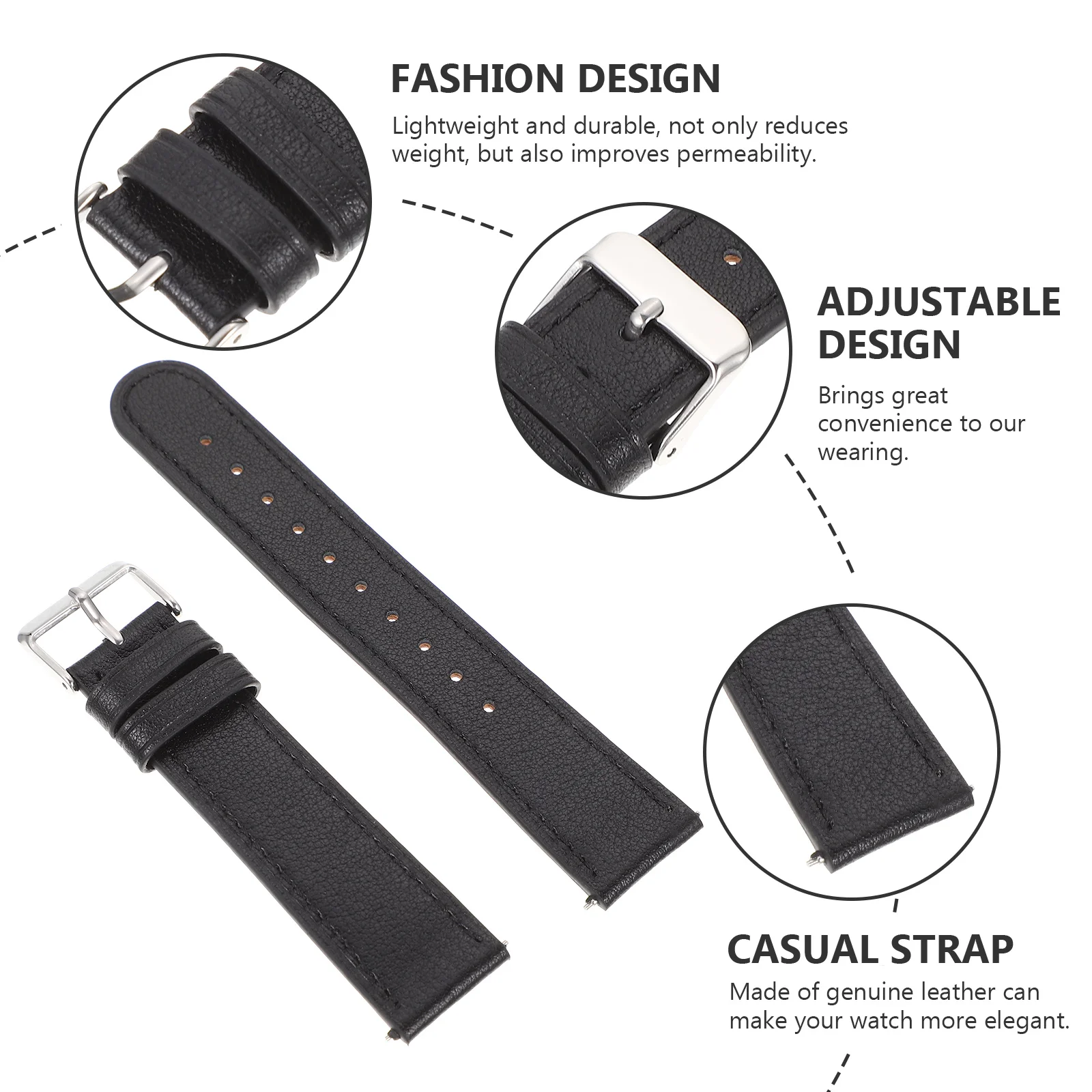 

Genuine Cowhide Watch Band Adjustable Casual Replaceable Smartwatch Wear-Resistant Watch Replacement Strap
