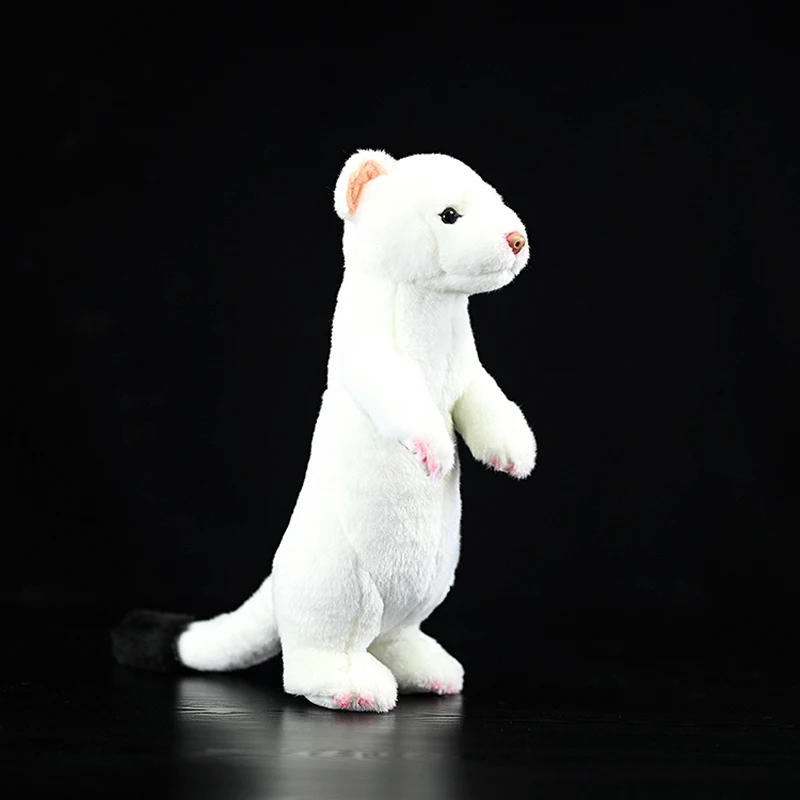 Stoat Plush Toy High Fidelity Ermine Animals Soft Short-tailed Weasel Plushie Simulation Mustela Erminea Lifelike Doll Kids Gift