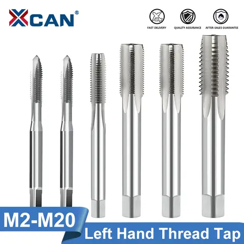 XCAN 미터 나사 스레드 탭 1pc M2-M20 왼손 기계 스레드 탭 HSS 강철 기계 플러그 탭 금속 나사 구멍 탭 드릴