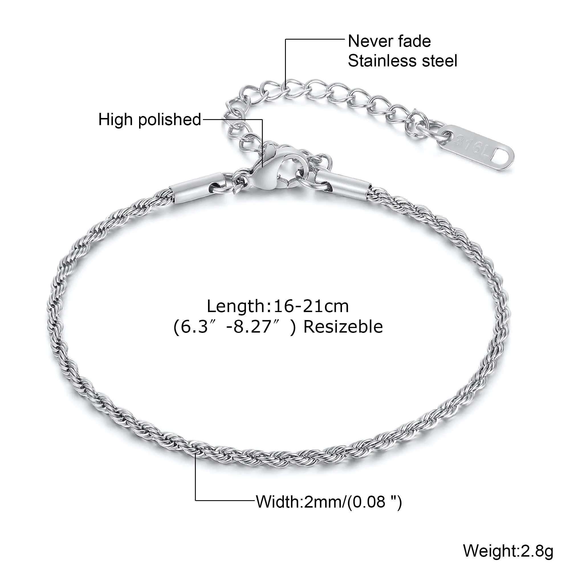 3-teiliges dünnes Kettenarmband für Herren, nie verblassendes verstellbares Armband aus Edelstahl, minimalistisches Hip-Hop-Schmuckgeschenk