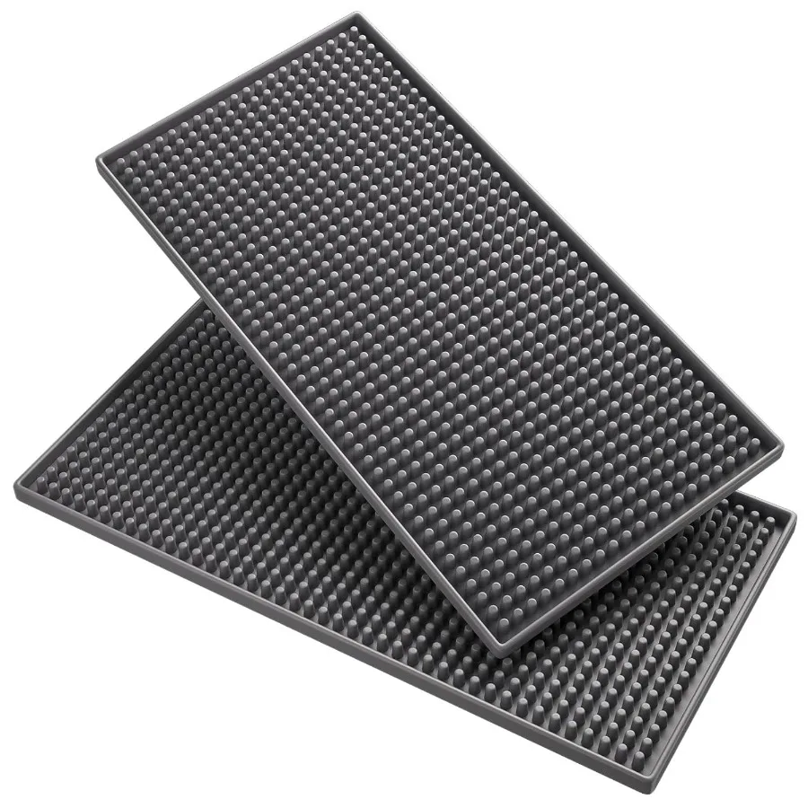 

2Pack Gray Countertop Spill Mats 12x6in Bartender Coffee Bar Pads Flexible Rubber Drink Mats for Tables