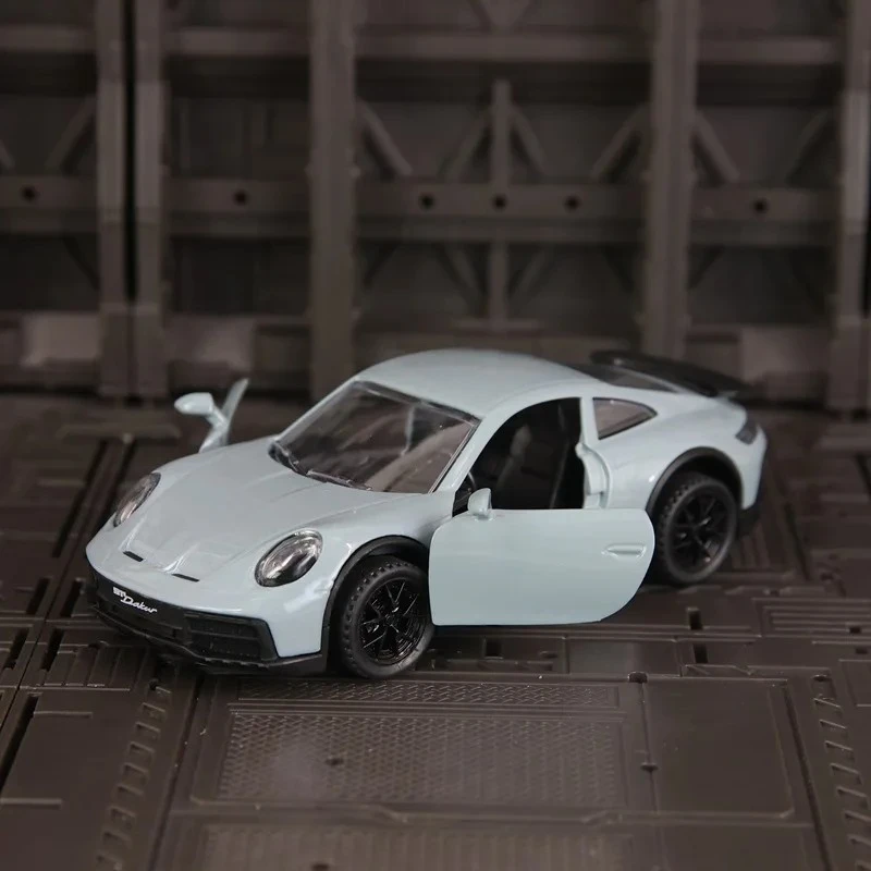 1:32 911 DaKar Alloy Sports Car Model Diecast Toy Ornament Doors Opened Sound Light Pull Back Miniature Models Toddler Kids Gift
