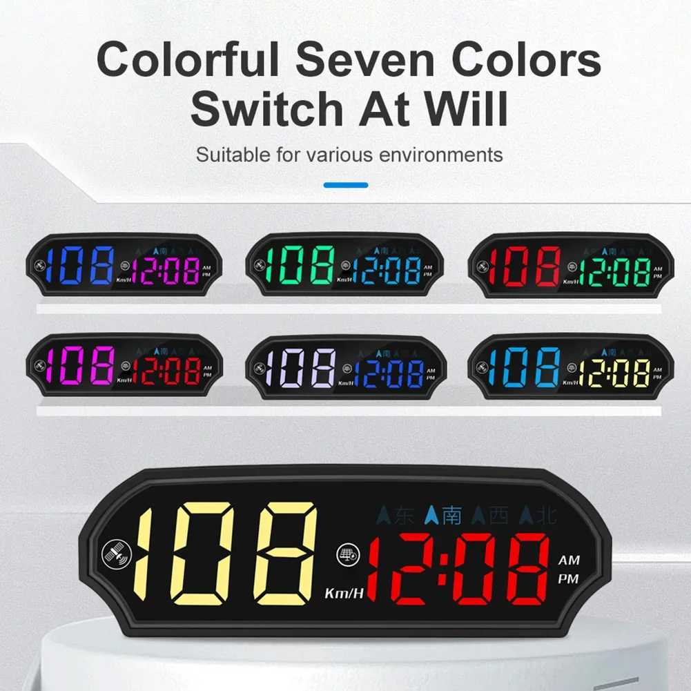 Solar Powered Car HUD GPS Digital Speedometer with Intelligent Light Sensing and Compass for Vehicle Dashboard