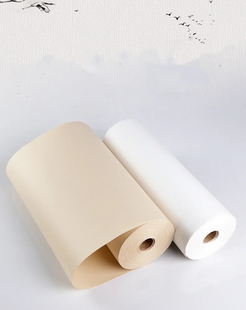 20m 50m Long Scroll White Xuan Paper Thickened Antique Color Brush Calligraphy Special Paper Landscape Painting Rice Paper