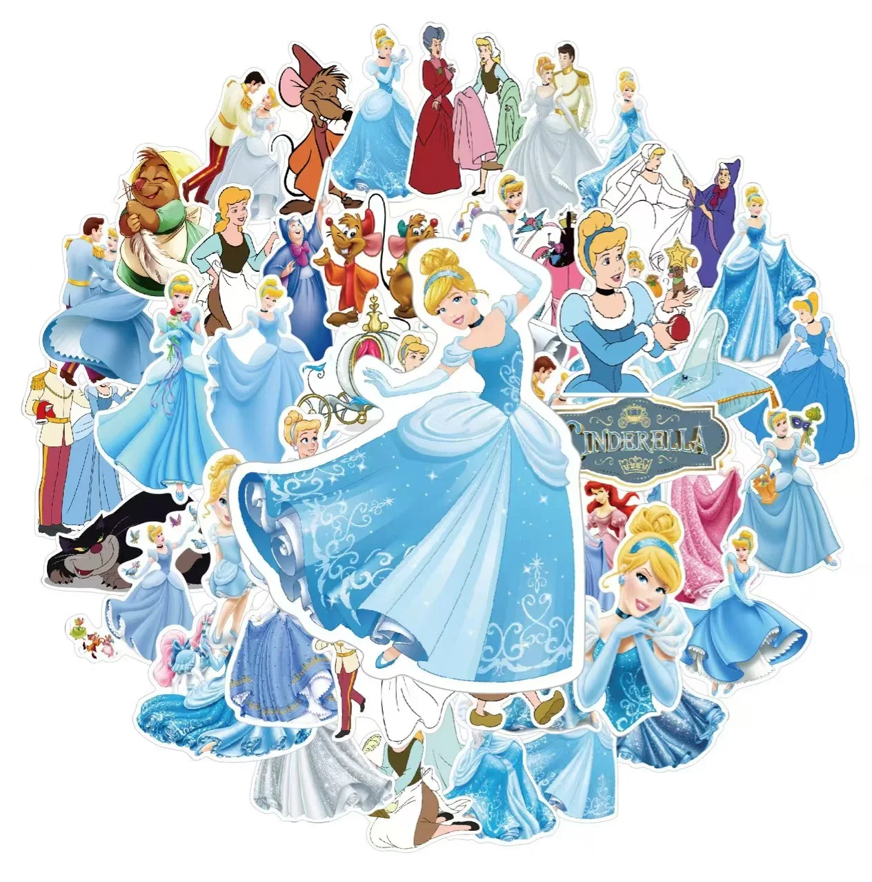 49 pezzi di animazione del fumetto Cenerentola Principessa Cartoon adesivo fai da te laptop bagagli skateboard graffiti decalcomanie divertimento, kawaii