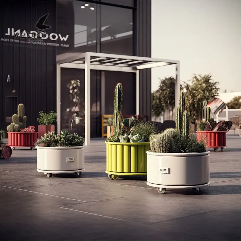 Outdoor metal flower box combination Commercial street Outdoor movable flower slot