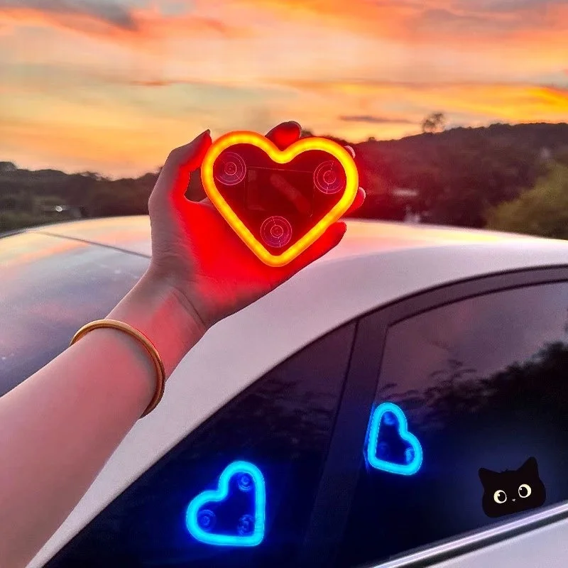 

Universal Car Solar Heart-shaped Light Car Window LED Peach Heart Atmosphere Lamp for Car Exterior Interior Decoration