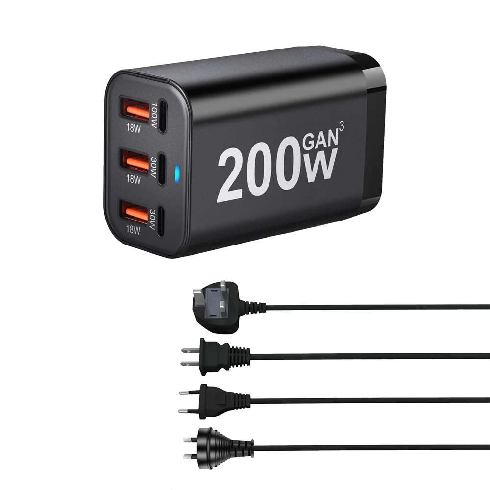New Style 200W GAN Desktop 3C3A Charger Cross-Border Dedicated GAN Mobile Phone Charger GaN Charge