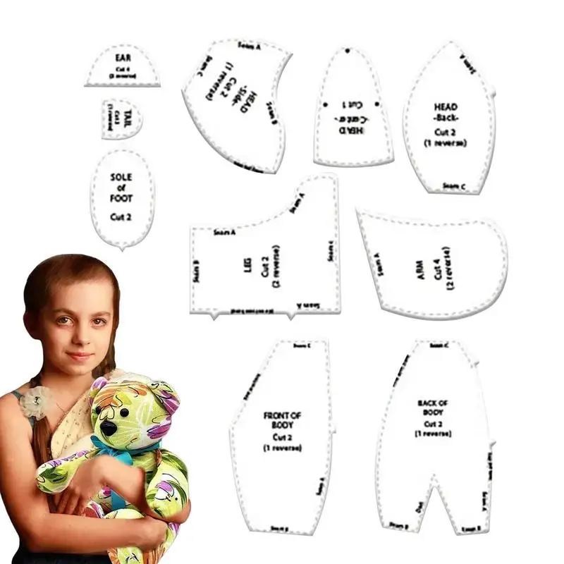 Memory Bear Template Ruler Set(10 PCS) Sewing Ruler Template Sewing Cutting Rulers Acrylic Memory Bear Template Pattern Gifts