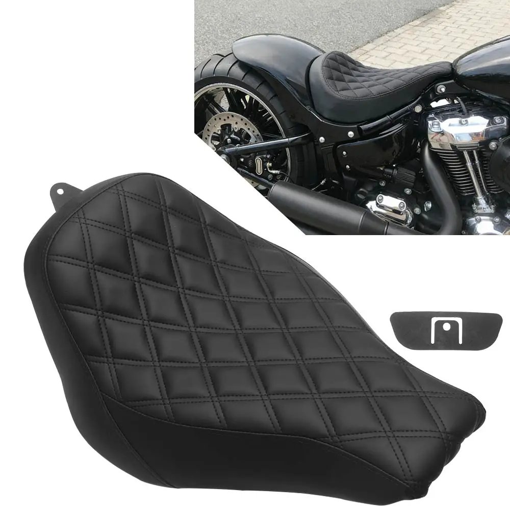 Motorcycle Black Driver Solo Seats For Harley Softail Fat Boy Breakout Street Bob Fat Bob Slim Low Rider Sports Glide 2018-Up