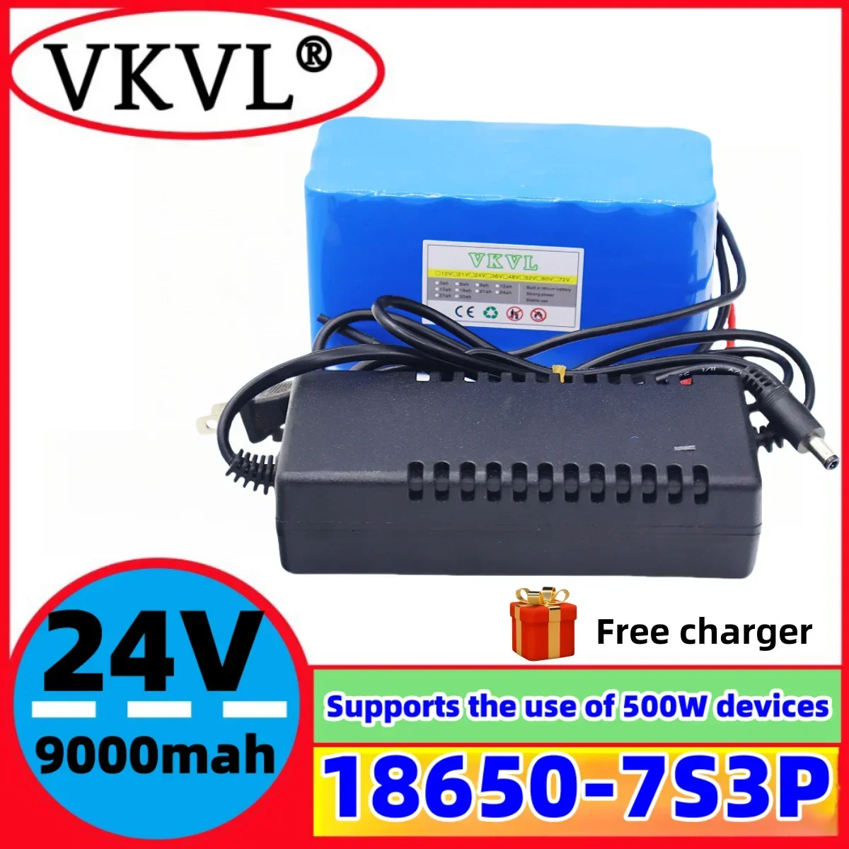 

Air fast transportation18650 lithium battery pack 24V29.4V battery7S3P9AH suitable for 250-2000W motor new full capacity+charger