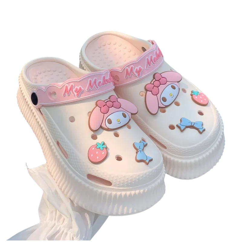 Sanrio cute Hello Kitty EVA nowe buty z dziurami damska letnia odzież wierzchnia antypoślizgowe sandały i kapcie z grubym dnem