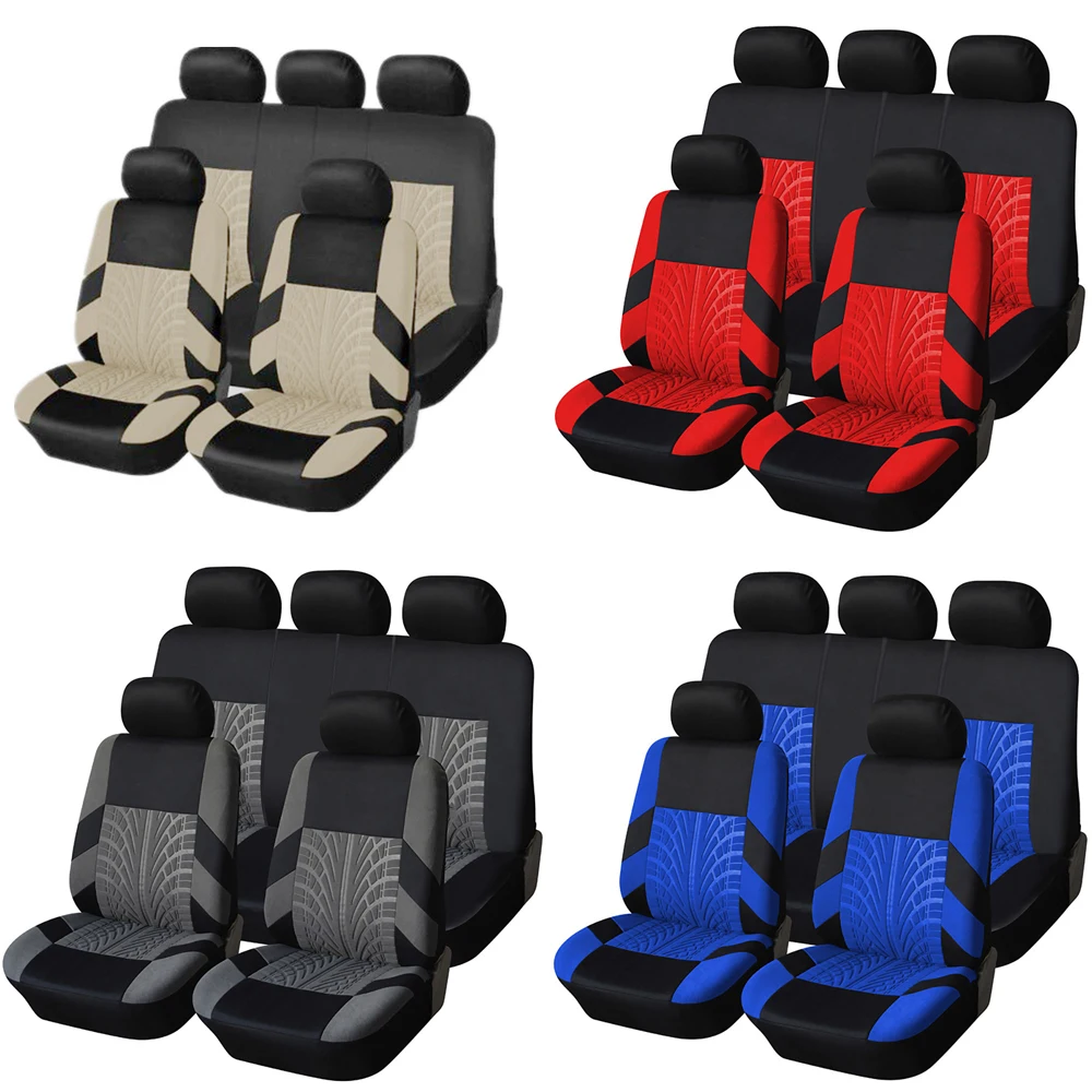 Universal Car Seat Cover Full Set Breathable Fabric Bucket Seat Protector for Auto Truck SUV Van Interior Decor Multi-Color