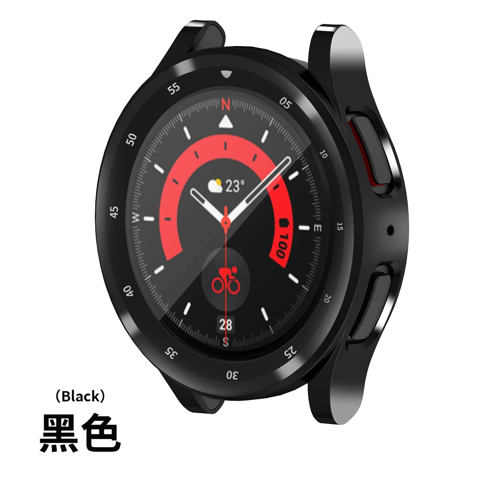 삼성 갤럭시 워치 5 프로 45MM 화면 보호기 도금 TPU 스크래치용 커버 셸, 풀 커버 프레임 보호