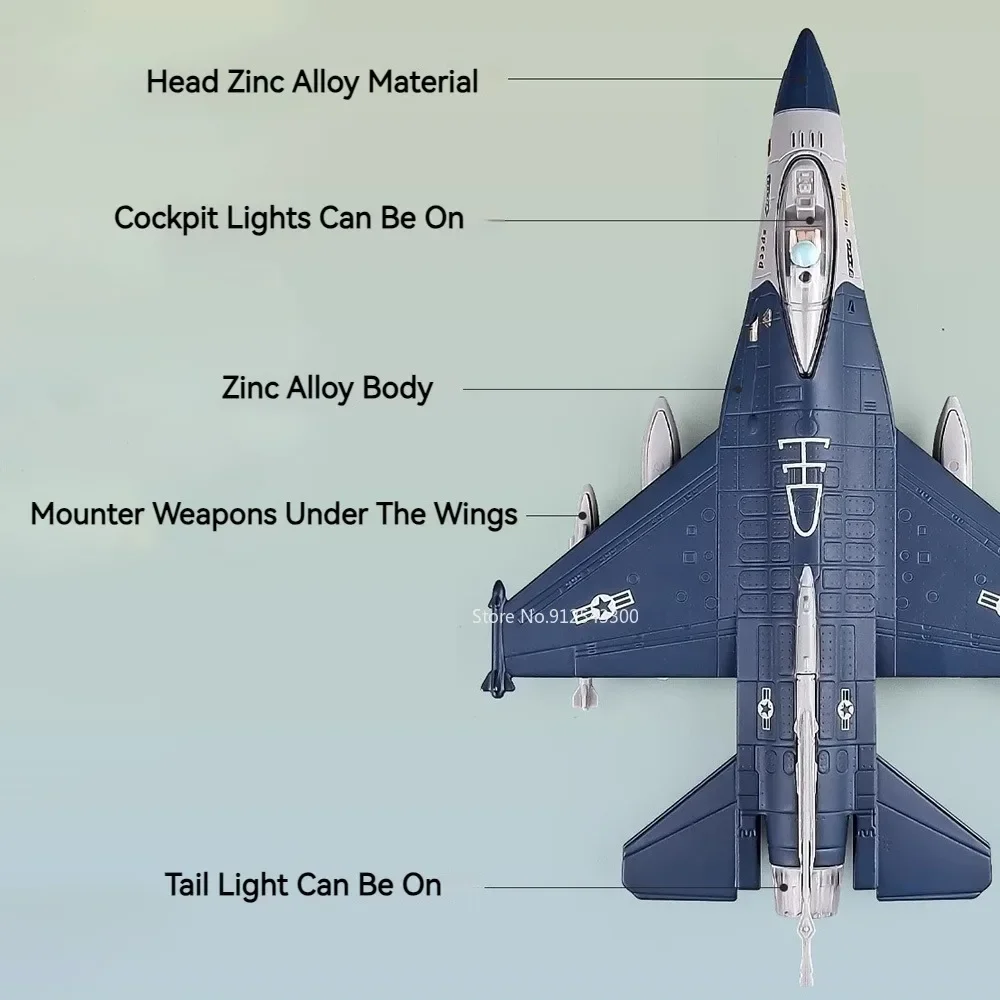 1/50 J-10 J-20 F-16 F-22 J-15 Fighter Model Toy Airplane Alloy Diecast Music Light  Pull Back Fighter Plane Model for Kids Gifts