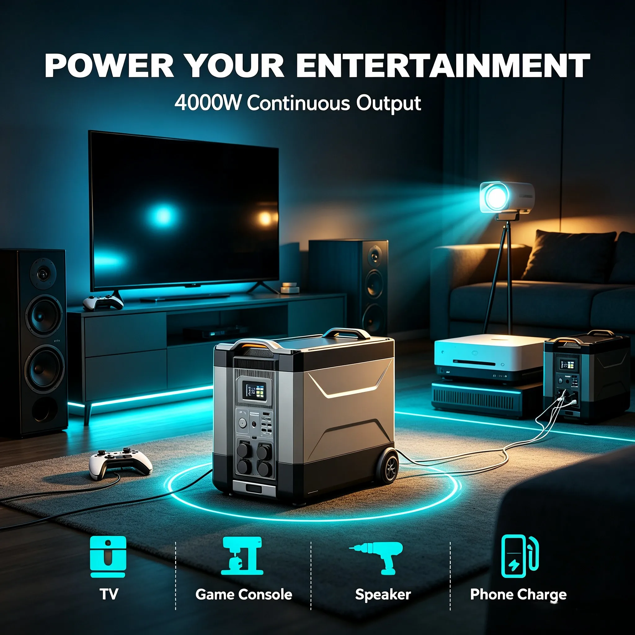 4000W Portable Power Station 3456Wh LiFePO4 Solar Generator Home Backup