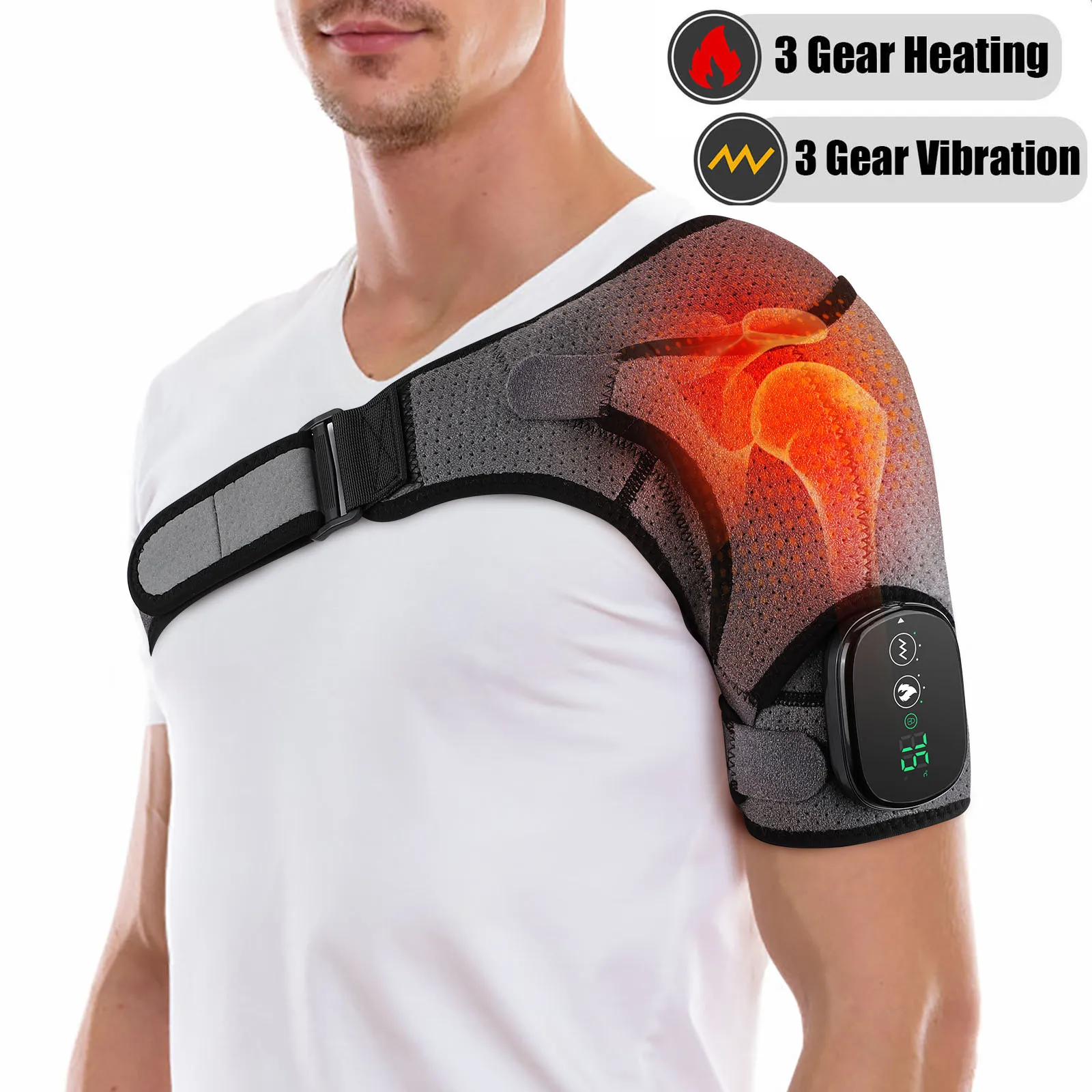 Electric Heating Shoulder Massage Belt Pad Vibration Shoulder Massage Pad Support Brace Arthritis Joint Pain Relief Health Care