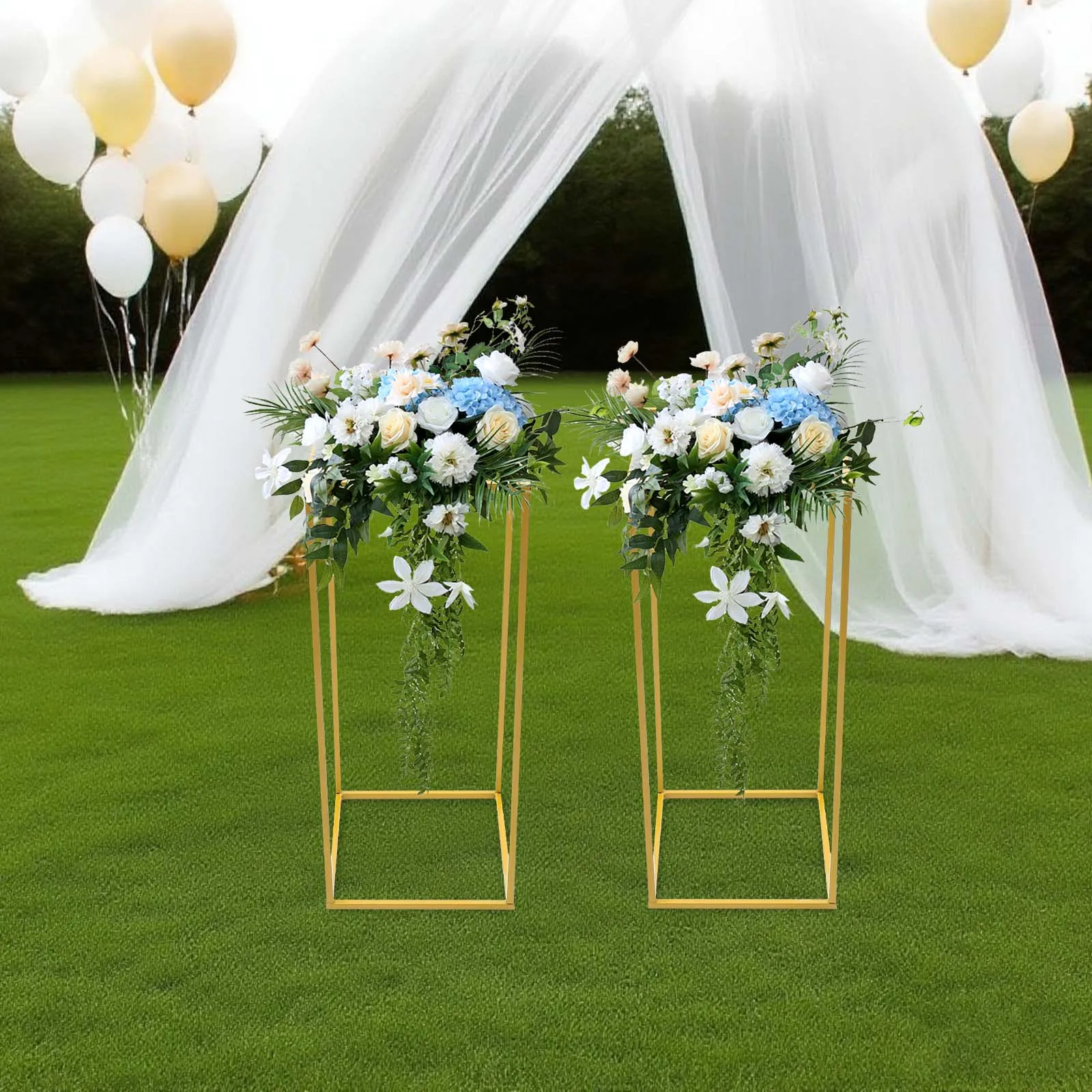 2 supports de colonne de mariage, supports à fleurs, vase de mariage doré, colonne de mariage de 60 cm, support à fleurs, pour la décoration de la maison et les fêtes