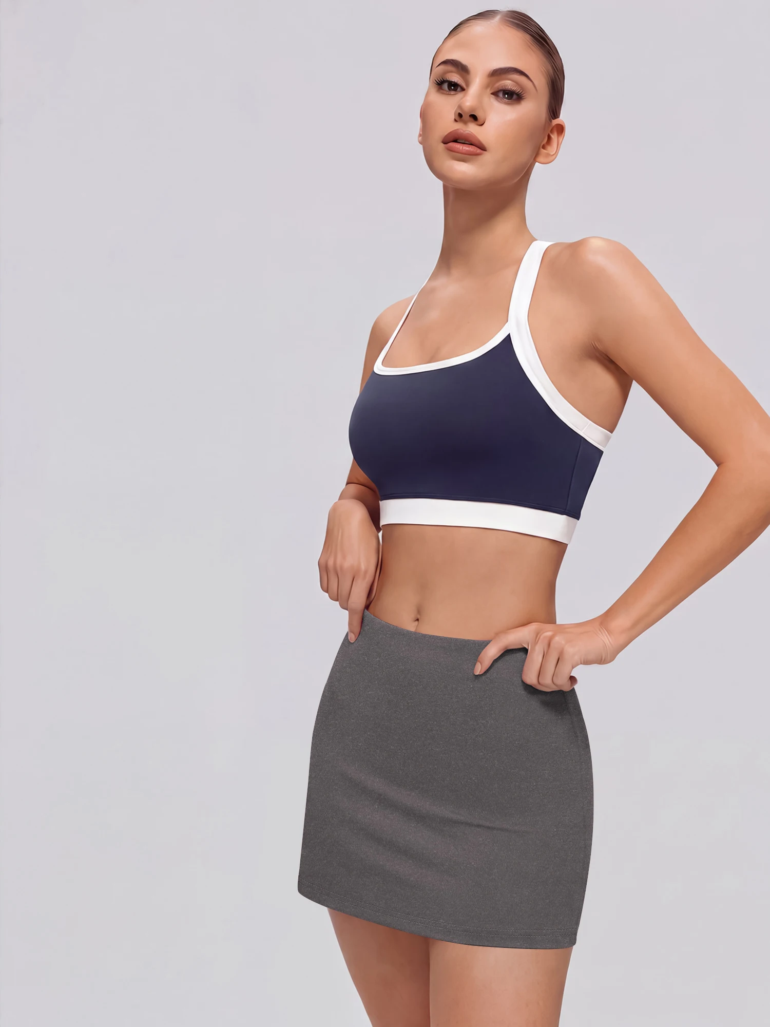 Y2K Bodycon Mini Skort, High Waist Figure‑Hugging Cut, Inner Short Design, Urban Street Snap & Mall Shopping Outfit