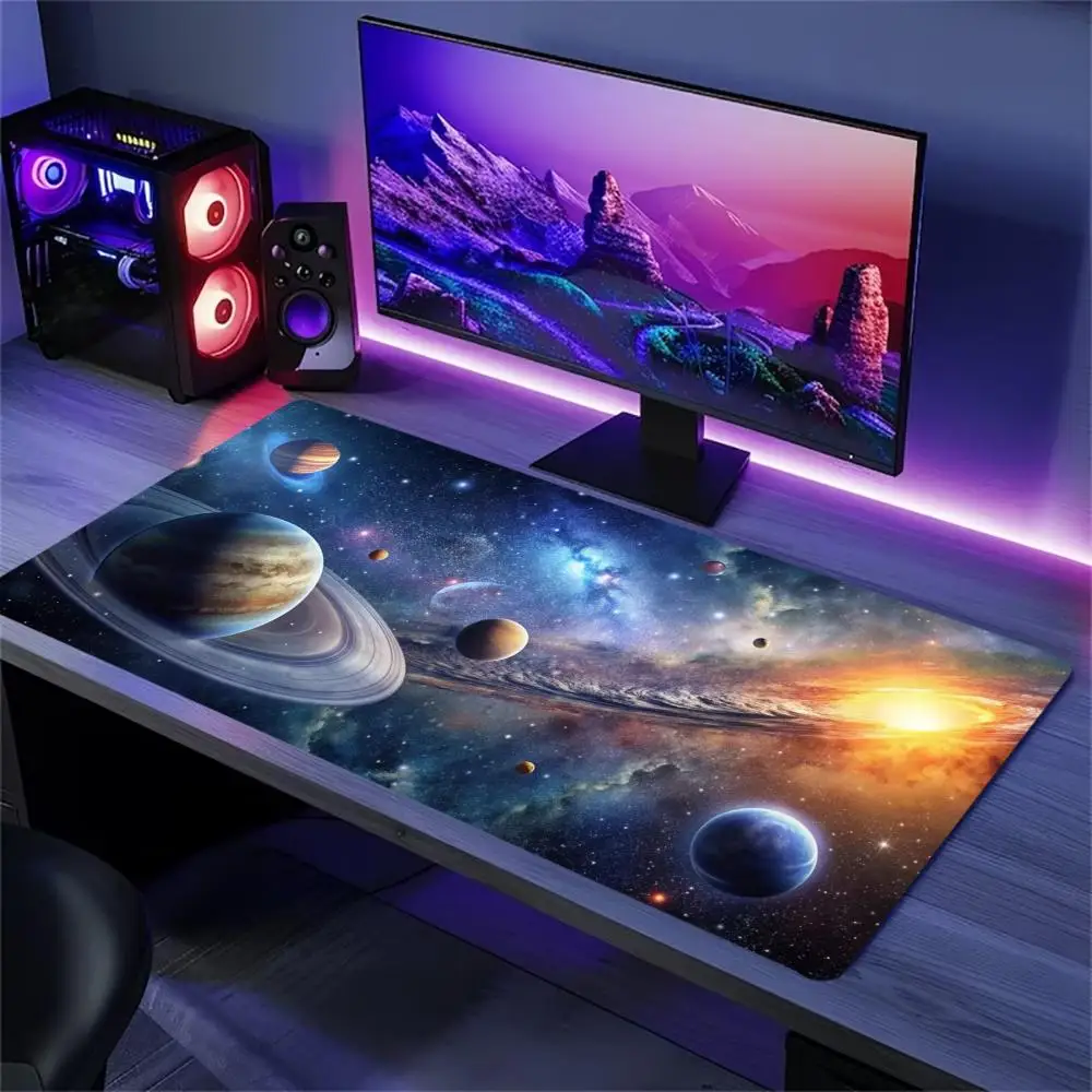 Color Galaxy Planets Mousepad PC Gamer Computerzubehör Gaming Mauspad Laptop Tastatur Teppich Große Schreibtischunterlage Teppich