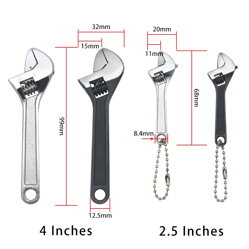 1Pcs Mini Tool Adjustable Wrench Steel 2.5 Inch 4 Inch Monkey Wrench Mini Open-end Wrench Mini Tool Shifting Spanner