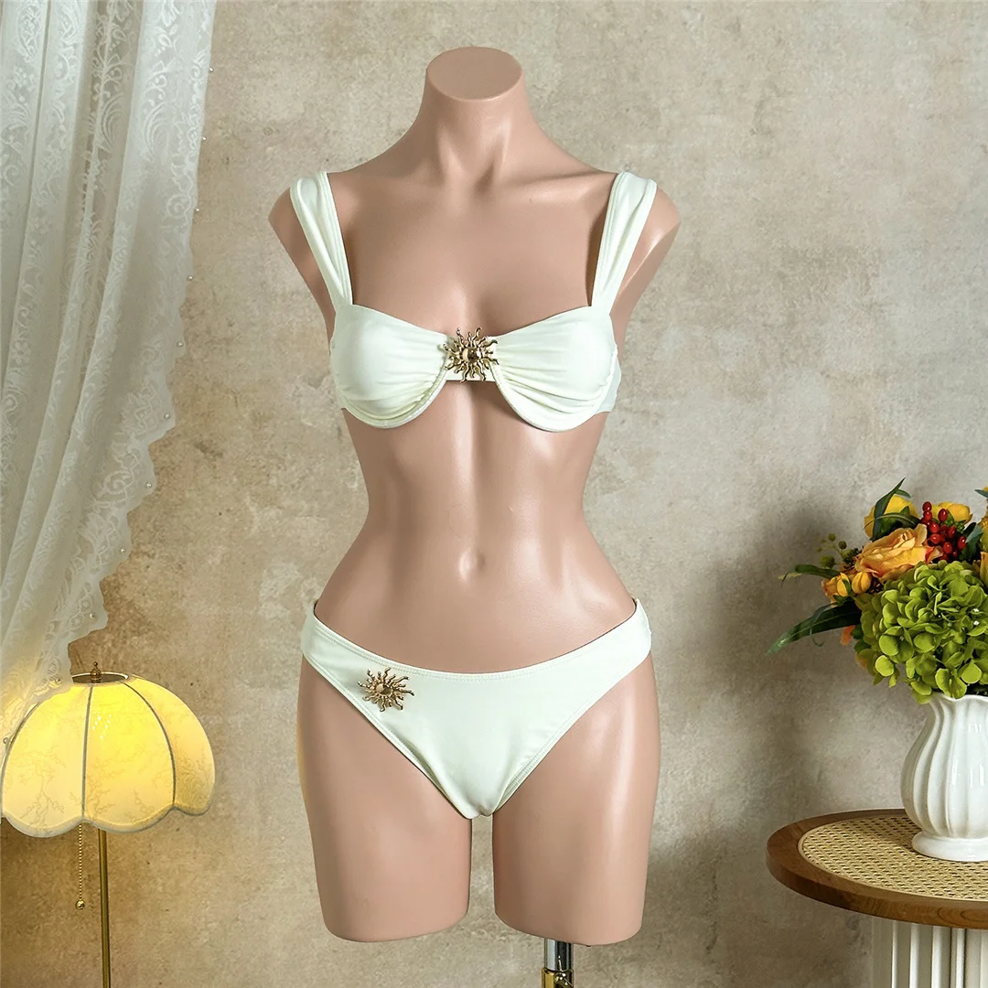 3-teiliges Set mit Rüschenrock, Bügel-Bikini, Damen-Badeanzug, Damen-Bademode, dreiteiliges Bikini-Set, Badebekleidung, Badeanzug, Schwimmbekleidung V7683H – Detail 26