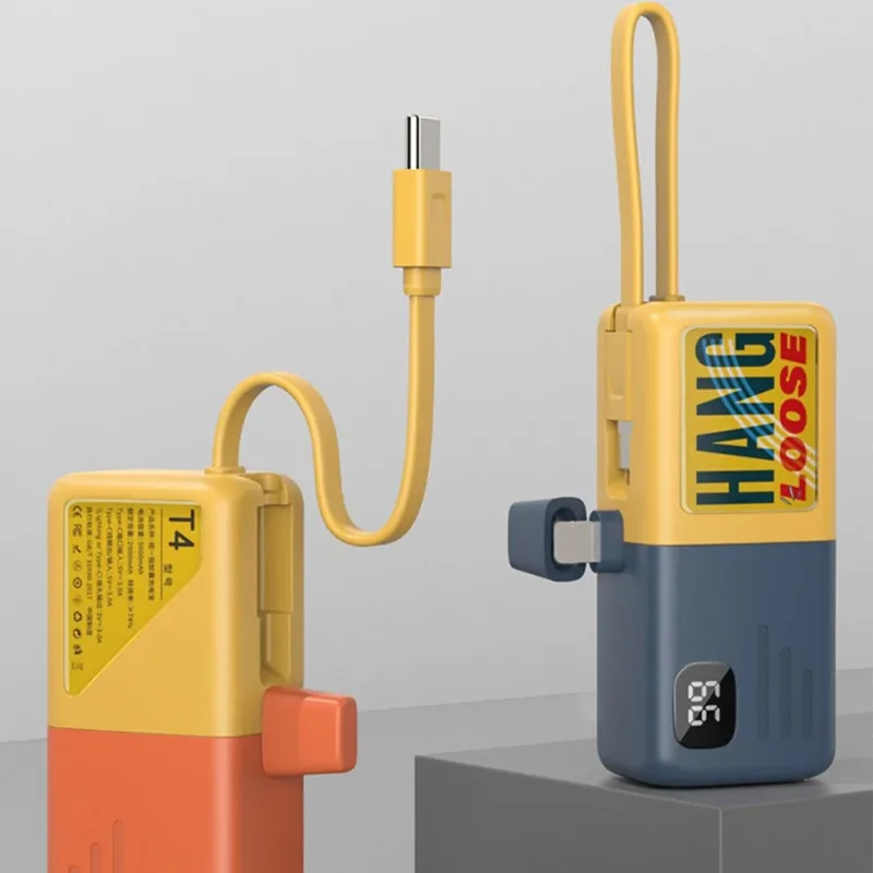 

Mini Power Bank 5000mAh PowerBank With Type-C Cable Fast Charging For iPhone Xiaomi Batterie Externe Portable Charger