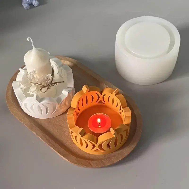 قالب شمع من السيليكون على شكل قرع مجوف للشمعة حامل شمع مصنوع من الراتينج لتزيين مهرجان الخريف وعيد الشكر Y5GB