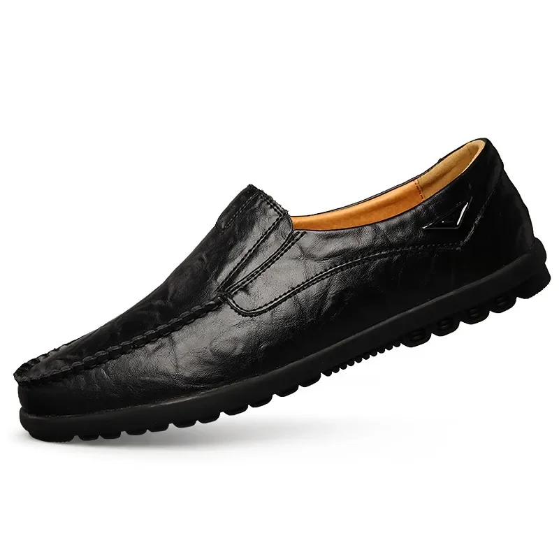 New Genuine Leather Men Casual Shoes Luxury Brand Mens Loafers Moccasins Breathable Slip on Black Driving Shoes Big Size 47