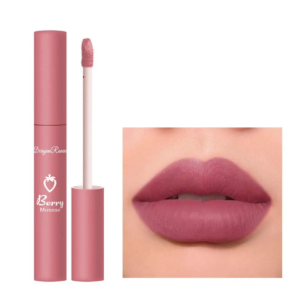 Lápiz labial con brillo de labios, 12 colores, mate, no se decolora, antiadherente, resistente al agua, copa de terciopelo, cosméticos, U1x5