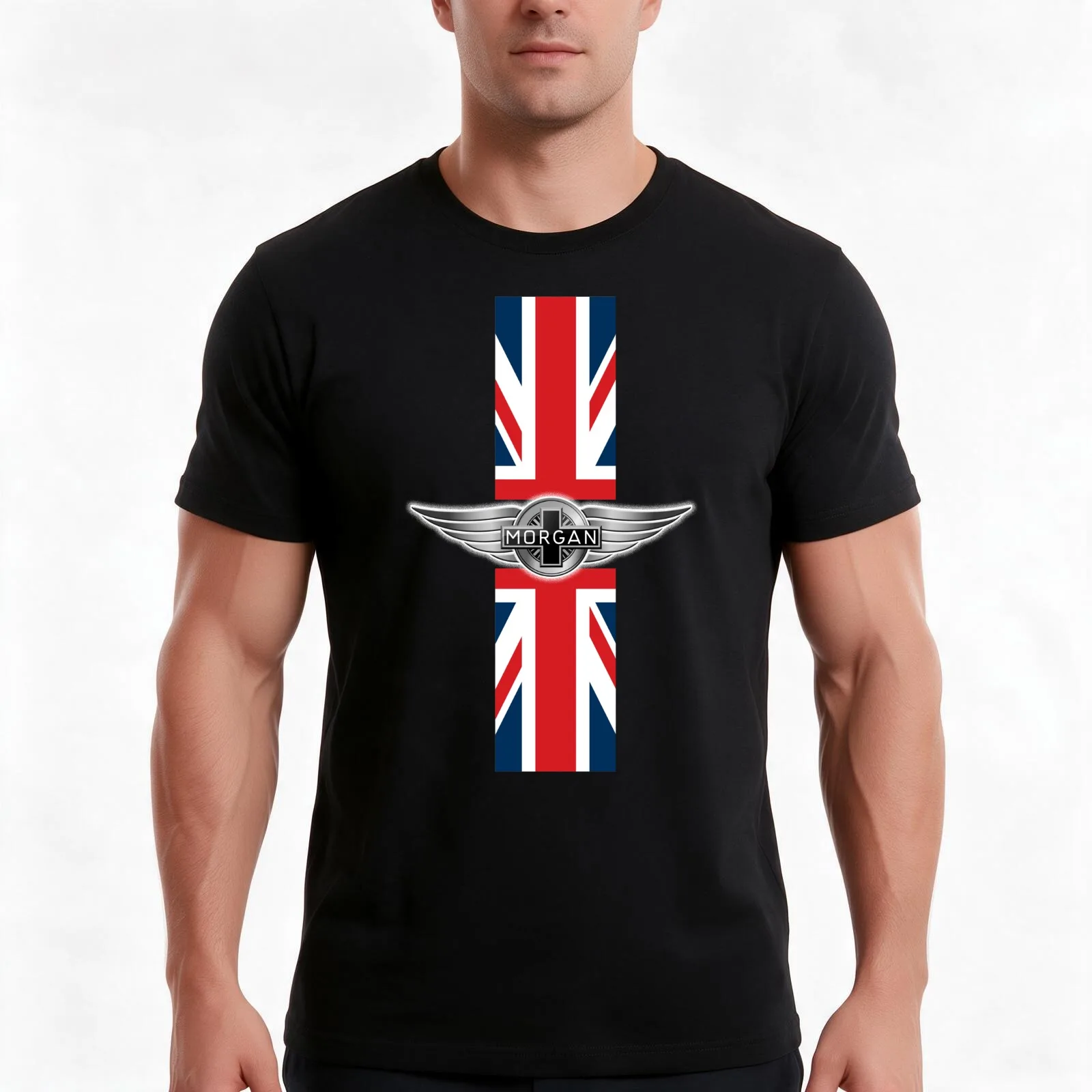 Morgan Automobiles T-Shirt, Summer Casual Cotton Tee, Oversized Streetwear Tops, Vintage Graphic Print, Loose Fit Short Sleeve