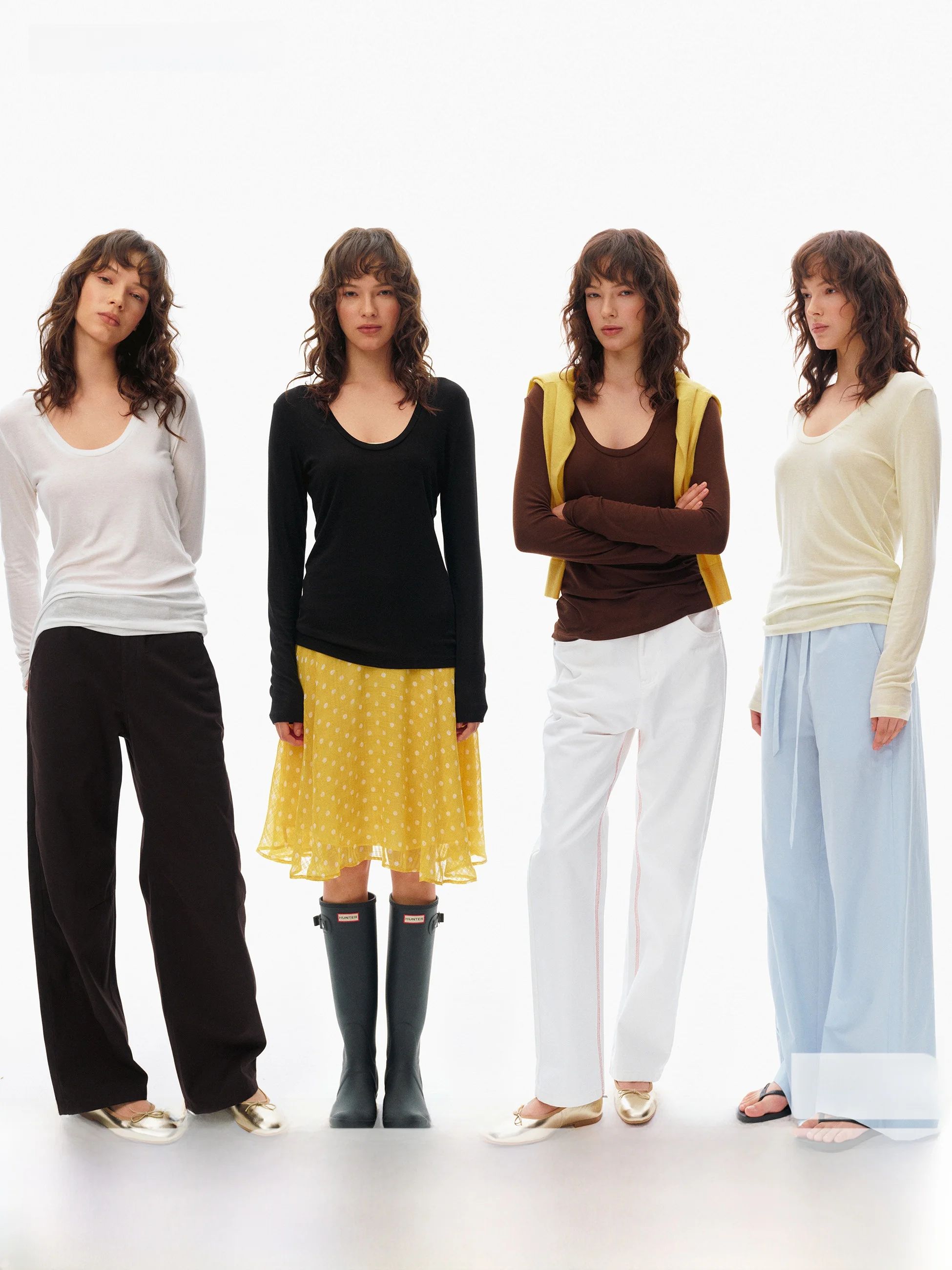 

SeeKSimple Women's Wool Blend Long Sve T-irt U-Ne Basic Loose Fit Commute Sle Autumn Season Regular Length